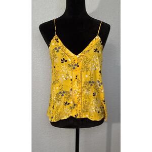 Sienna‎ Sky Sleeveless V-neck Camisole Yellow Floral Print Size M Boho Cottage